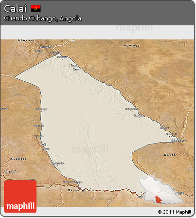 Shaded Relief 3D Map of Calai, satellite outside
