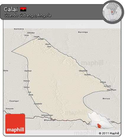 Shaded Relief 3D Map of Calai, semi-desaturated