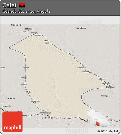 Shaded Relief 3D Map of Calai, semi-desaturated