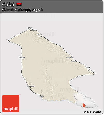 Shaded Relief 3D Map of Calai, single color outside