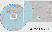 Gray Location Map of Calai, within the entire country, hill shading