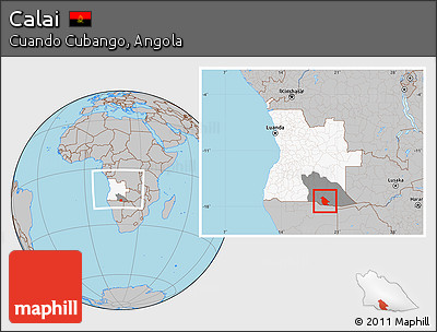 Gray Location Map of Calai, highlighted country, highlighted parent region, within the entire country