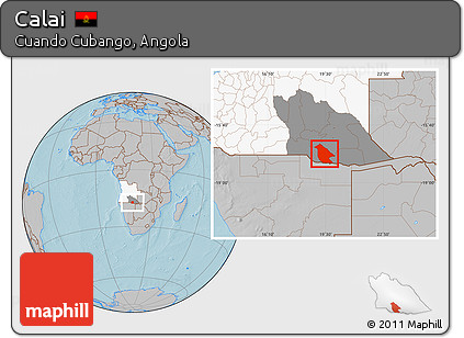 Gray Location Map of Calai, highlighted country, highlighted parent region, hill shading