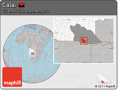 Gray Location Map of Calai, highlighted country, highlighted parent region, hill shading