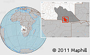 Gray Location Map of Calai, highlighted country, highlighted parent region, hill shading