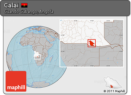 Gray Location Map of Calai, highlighted country, hill shading