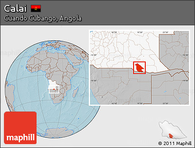 Gray Location Map of Calai, highlighted country, hill shading