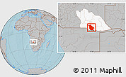 Gray Location Map of Calai, highlighted parent region, hill shading