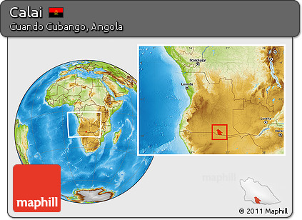 Physical Location Map of Calai, within the entire country