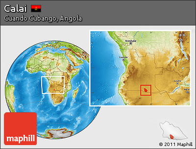 Physical Location Map of Calai, within the entire country