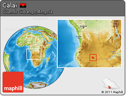 Physical Location Map of Calai, within the entire country
