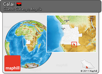 Physical Location Map of Calai, highlighted country, within the entire country