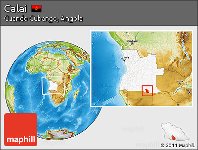 Physical Location Map of Calai, highlighted country, within the entire country