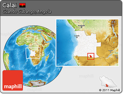Physical Location Map of Calai, highlighted country, within the entire country