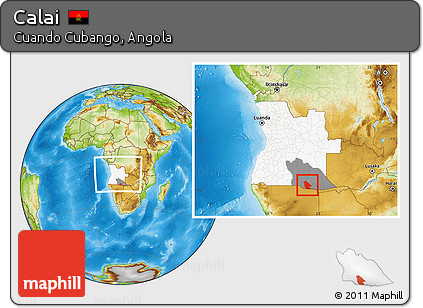 Physical Location Map of Calai, highlighted country, highlighted parent region, within the entire country