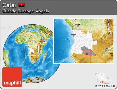 Physical Location Map of Calai, highlighted country, highlighted parent region, within the entire country