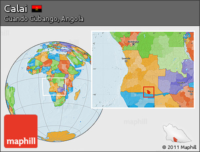 Political Location Map of Calai, within the entire country