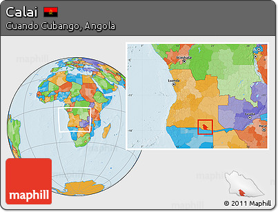 Political Location Map of Calai, within the entire country