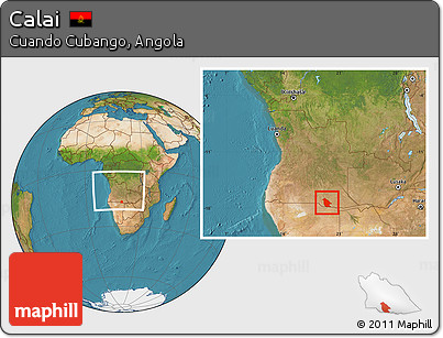 Satellite Location Map of Calai, within the entire country