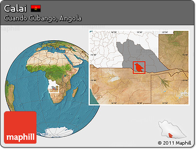 Satellite Location Map of Calai, highlighted country, highlighted parent region