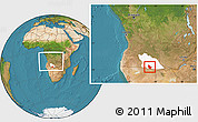 Satellite Location Map of Calai, highlighted parent region, within the entire country