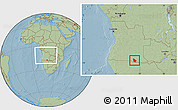 Savanna Style Location Map of Calai, within the entire country, hill shading