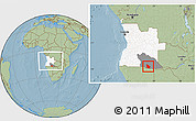 Savanna Style Location Map of Calai, highlighted country, highlighted parent region, within the entire country, hill shading