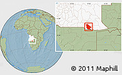 Savanna Style Location Map of Calai, highlighted country, hill shading