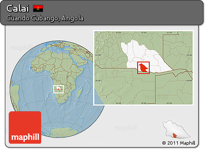 Savanna Style Location Map of Calai, highlighted parent region, hill shading