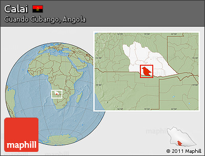 Savanna Style Location Map of Calai, highlighted parent region, hill shading