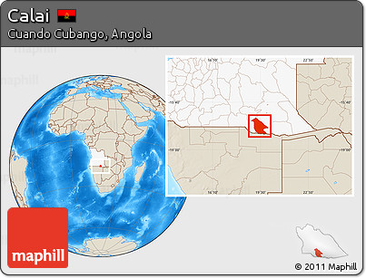 Shaded Relief Location Map of Calai, highlighted country