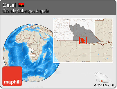 Shaded Relief Location Map of Calai, highlighted country, highlighted parent region