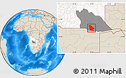 Shaded Relief Location Map of Calai, highlighted country, highlighted parent region