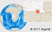 Shaded Relief Location Map of Calai, highlighted country