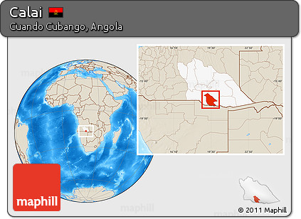 Shaded Relief Location Map of Calai, highlighted parent region