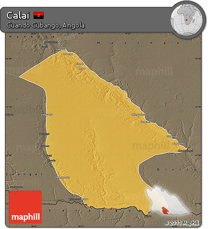Physical Map of Calai, darken, semi-desaturated
