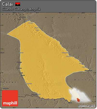Physical Map of Calai, darken, semi-desaturated