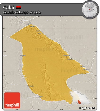 Physical Map of Calai, lighten, semi-desaturated