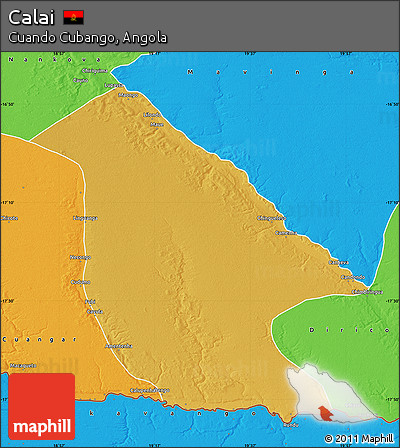 Physical Map of Calai, political outside