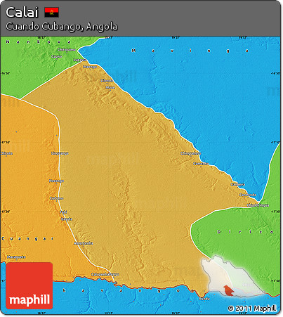 Physical Map of Calai, political outside