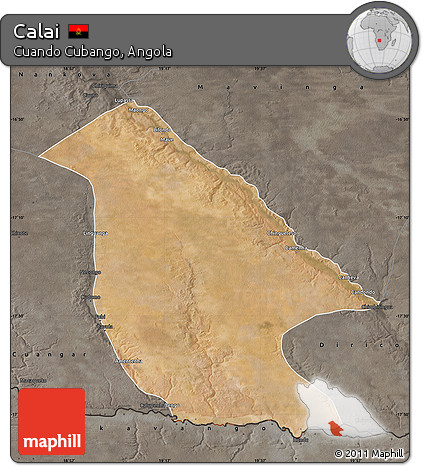 Satellite Map of Calai, darken, semi-desaturated