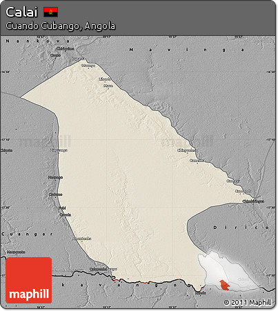 Shaded Relief Map of Calai, darken, desaturated