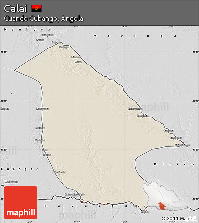 Shaded Relief Map of Calai, desaturated