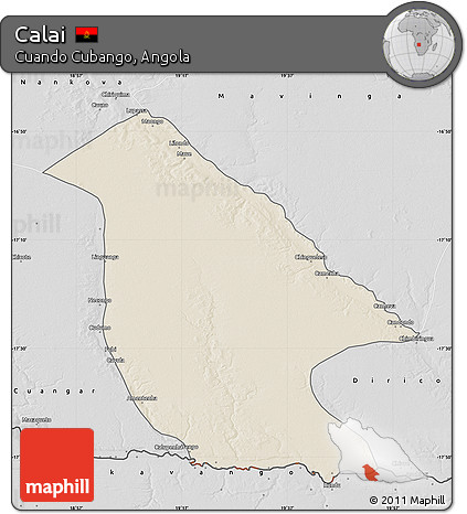 Shaded Relief Map of Calai, desaturated