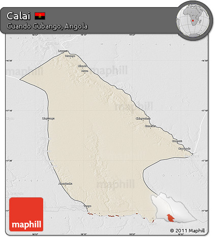 Shaded Relief Map of Calai, lighten, desaturated