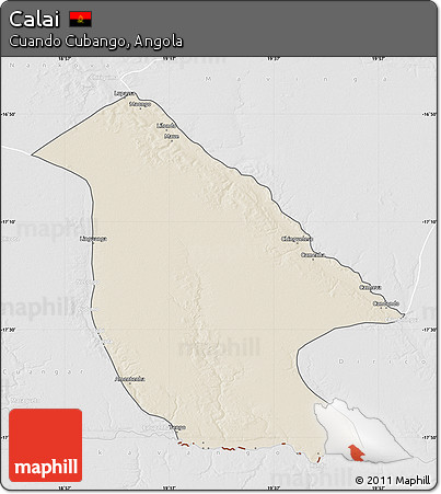 Shaded Relief Map of Calai, lighten, desaturated