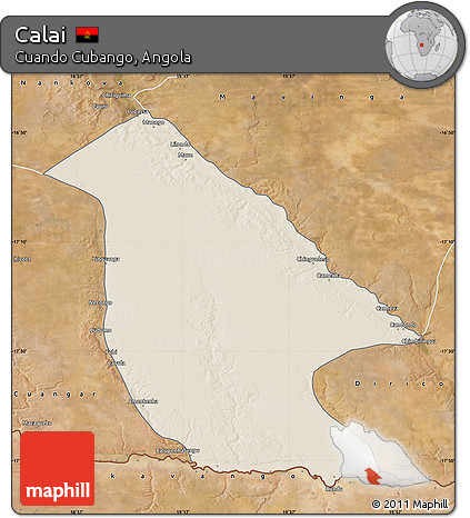 Shaded Relief Map of Calai, satellite outside
