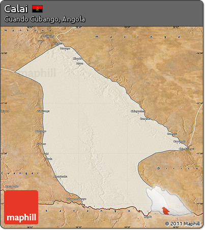 Shaded Relief Map of Calai, satellite outside