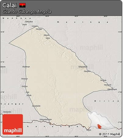 Shaded Relief Map of Calai, semi-desaturated