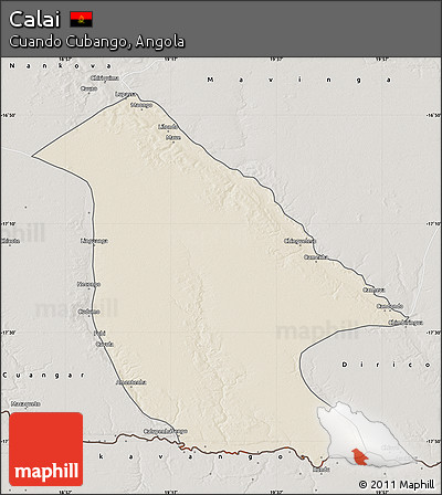 Shaded Relief Map of Calai, semi-desaturated